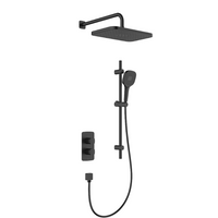 Malaga Concealed Thermostatic Rainshower Set with Sliding Rail - black - KFA