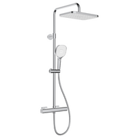 Malaga T-Bar Thermostatic Rain Shower Set – Adjustable Overhead & Hand Shower - Chrome - KFA