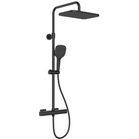 Malaga T-Bar Thermostatic Rain Shower Set – Adjustable Overhead & Hand Shower - Black - KFA