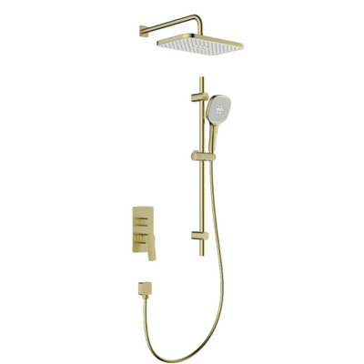 Malaga Concealed Rainshower Set with Sliding Rail — Brushed Gold