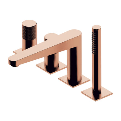 Contour 4-Hole Bath Mixer Tap — Brushed Copper