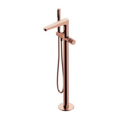 Contour Floor-Standing Bath Mixer Tap — Brushed Copper