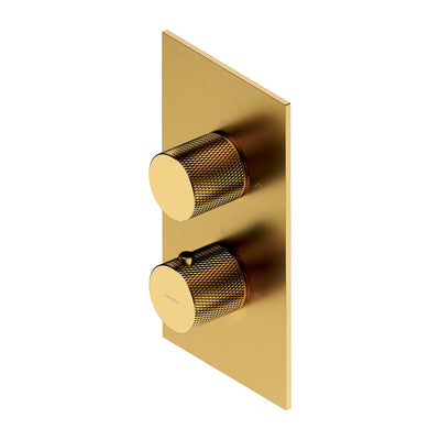 Contour Thermostatic Concealed Bath and Shower Mixer — Brushed Gold