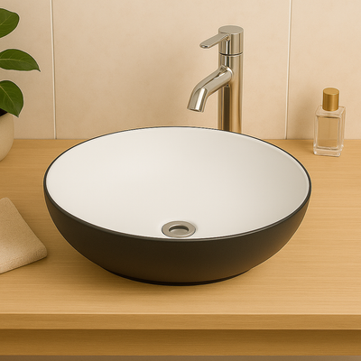 Fusion Countertop Basin - Black/White - Glacier Ceramic