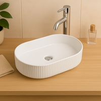 Sun Stone Relief Countertop Washbasin - White - Glacier Ceramic