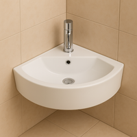 Space-saving corner bathroom basin - 320x320x130mm - Glacier Ceramic