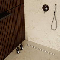 Slim Rimless Linear Shower Drain with multiple finishes