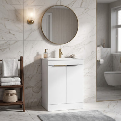 Sora 600mm Floor Standing Vanity Unit & Ceramic Basin