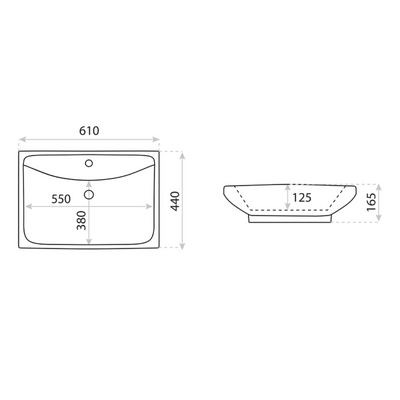 Dimensions of Majorka Countertop Washbasin