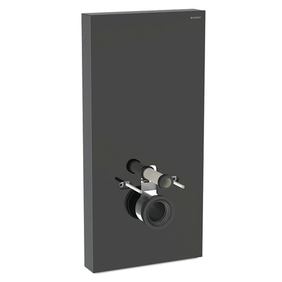 Geberit Monolith 101cm sanitary module, black glass front with black brushed aluminium side cladding