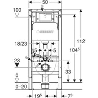 Geberit Alpha Duofix Cistern Installation Frame 12cm front dimensions 