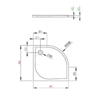 Delos Quadrant Shower Tray - Technical Drawing