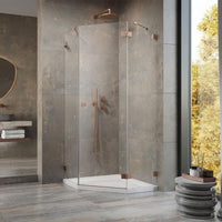 Essenza Pro Brushed Copper PTJ Pentagon Shower Enclosure - No Wall Profiles