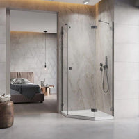 Essenza Pro Brushed Gunmetal PTJ Pentagon Shower Enclosure 