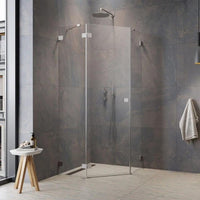 Essenza Pro Brushed Nickel PTJ Pentagon Shower Enclosure - No Wall Profiles