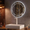 Frosted Berry Pattern LED Round Mirror
