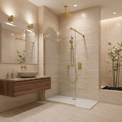 Brushed Gold Walk-In Screen Clear Glass