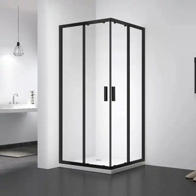 Gulietta Black Square Corner Entry Shower Enclosure in Bathroom