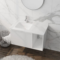 Kent White Fluted Vanity Unit & Basin side view