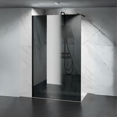 Modo 8mm Walk-In Screen Tinted Glass with Chrome Profiles by Radaway | Shower Screen - 700mm - Radaway