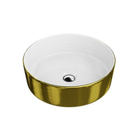Merida Brushed Gold & White Countertop Washbasin - Bathroom Store Ireland