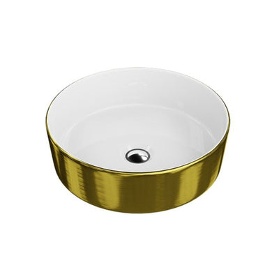 Merida Brushed Gold & White Countertop Washbasin - Bathroom Store Ireland