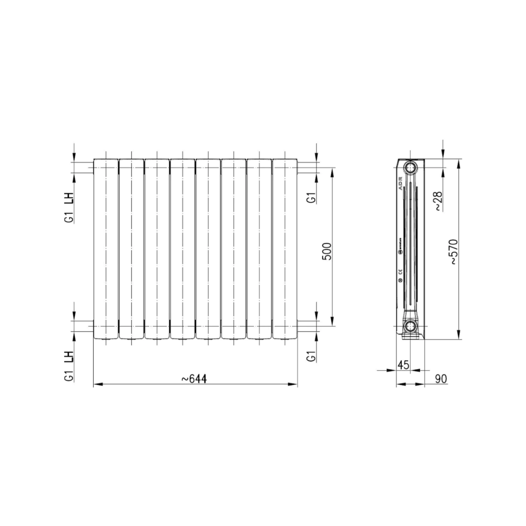 Graphite Aluminum Radiator 500mm – Bathroom Store Ireland