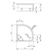 Indos A Shower Tray - Technical Drawing