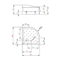 Korfu A Shower Tray - Tecnical Drawing