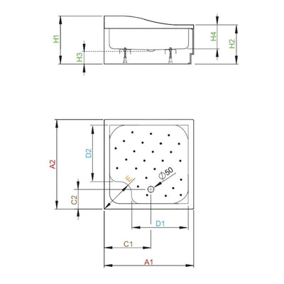Korfu C Shower Tray - Technical Drawing