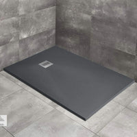 Kyntos F Anthracite Slate Shower Tray with Chrome Drain