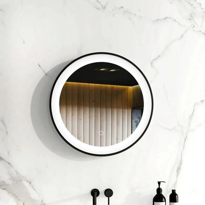 LED2 Round Black Frame Mirror