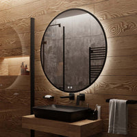 LED5 Round Black Frame LED Mirror