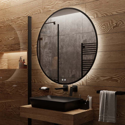 LED5 Round Black Frame LED Mirror