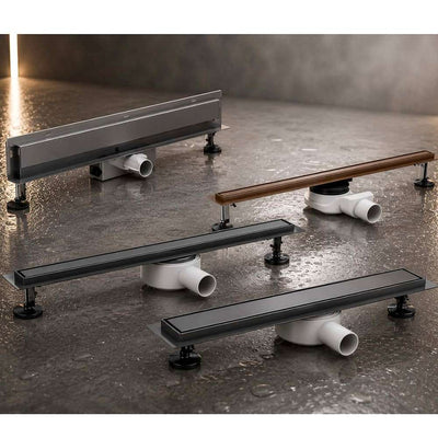 Slim Linear Shower Drain - Brushed Gunmetal