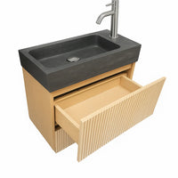Short Projection Cabinet with Front Stripes Natural Stone Basin 50cm x 30cm - Bathroom Store Ireland