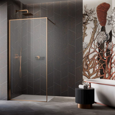 Modo F II Wetroom Screen - Brushed Copper
