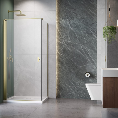 Radaway NES KDJ I Premium Shower Enclosure Brushed Gold in Bathroom