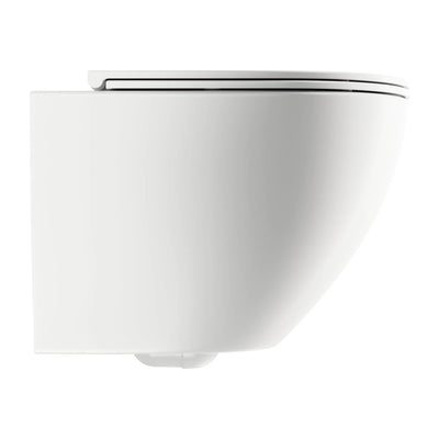Cassiopeia White Rimless Wall Hung Toilet - Tornado + Rimless Slim - Glacier Ceramic