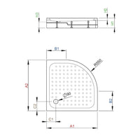Rodos A Compact Quadrant Shower Tray - Technical Drawing