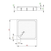 Rodos C Compact Shower Tray - Technical Drawing