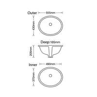 Ellen Undermount Basin Sink dimensions