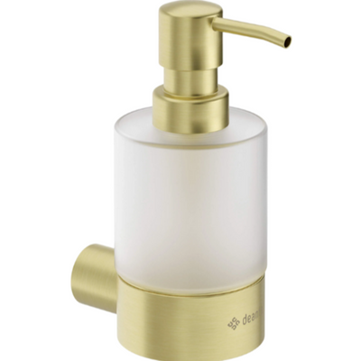 Round Soap dispenser - wall-mounted — Brushed gold