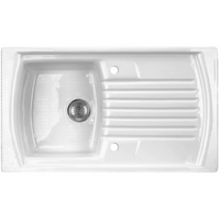 Lusitano Ceramic sink 1-bowl with drainer - white - Deante