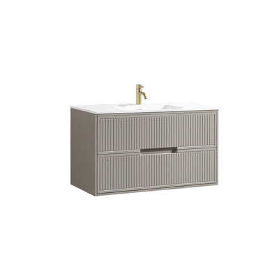 Bolzana Two Drawer Wall Hung Vanity & Matte Basin - Soft Coffee – 1000mm