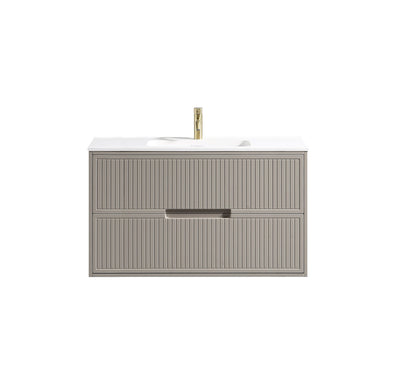 Bolzana Two Drawer Wall Hung Vanity & Matte Basin - Soft Coffee – 1000mm