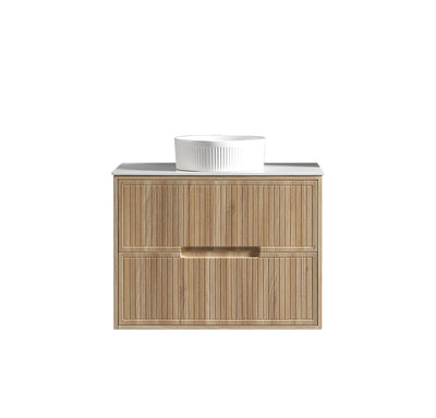 Bolzana Two Drawer Wall Hung Vanity & Sintered Stone Counter Top - Country Oak – 1000mm