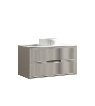 Bolzana Two Drawer Wall Hung Vanity & Sintered Stone Counter Top - Soft Coffee – 1000mm