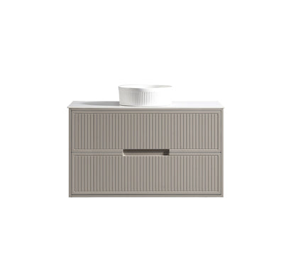Bolzana Two Drawer Wall Hung Vanity & Sintered Stone Counter Top - Soft Coffee – 1000mm