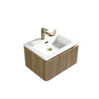Flauto Fluted Wall Hung Vanity Unit Country Oak 600mm